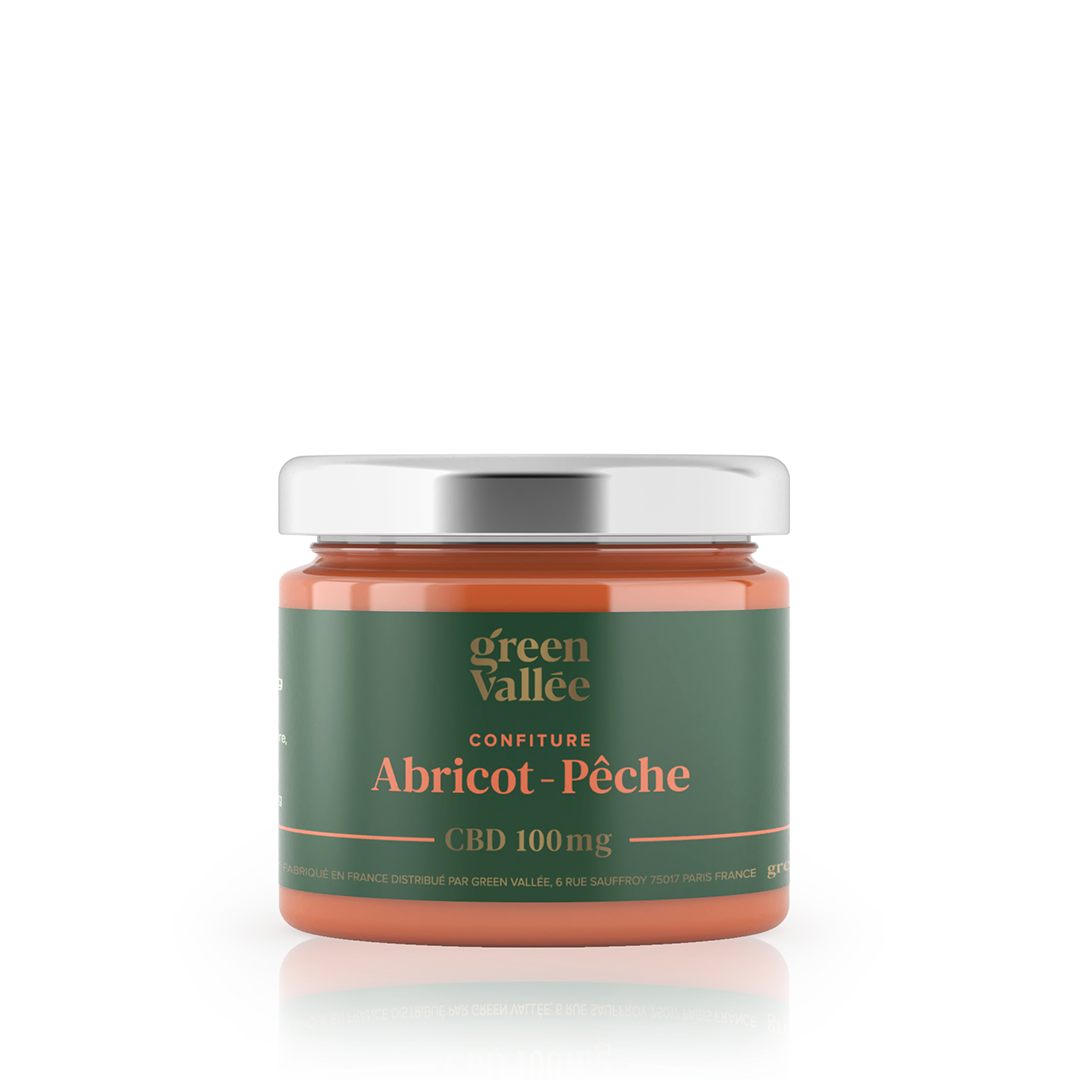 Green Vallée Alimentation CBD Confiture Abricot-Pêche 100mg 125g