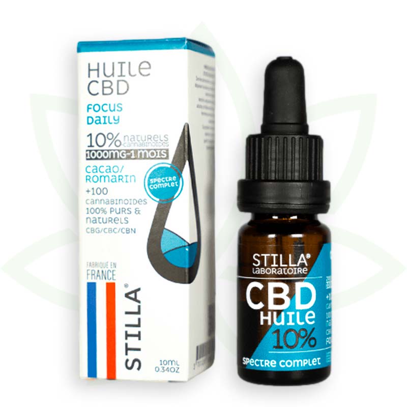 Stilla Focus Daily Huile CBD 10% 10 ml romarin cacao