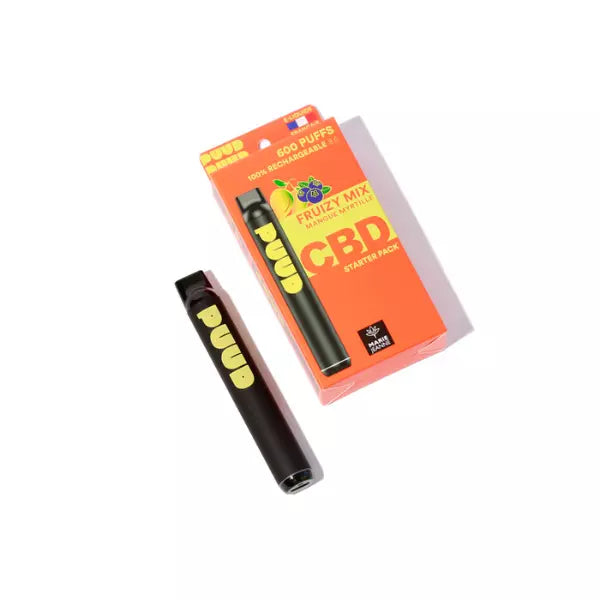 Cali Weed Vape CBD Kit Mango 500mg rechargeable 600 bouffées