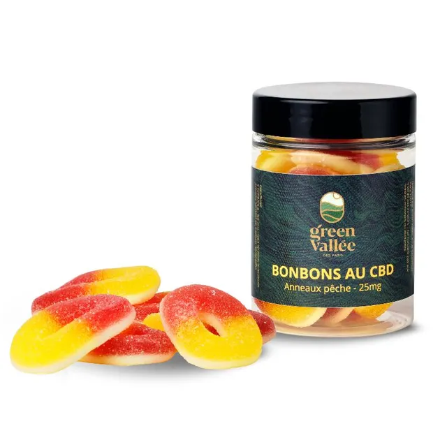 Green Vallée Bonbons CBD Pêche 25 mg x8