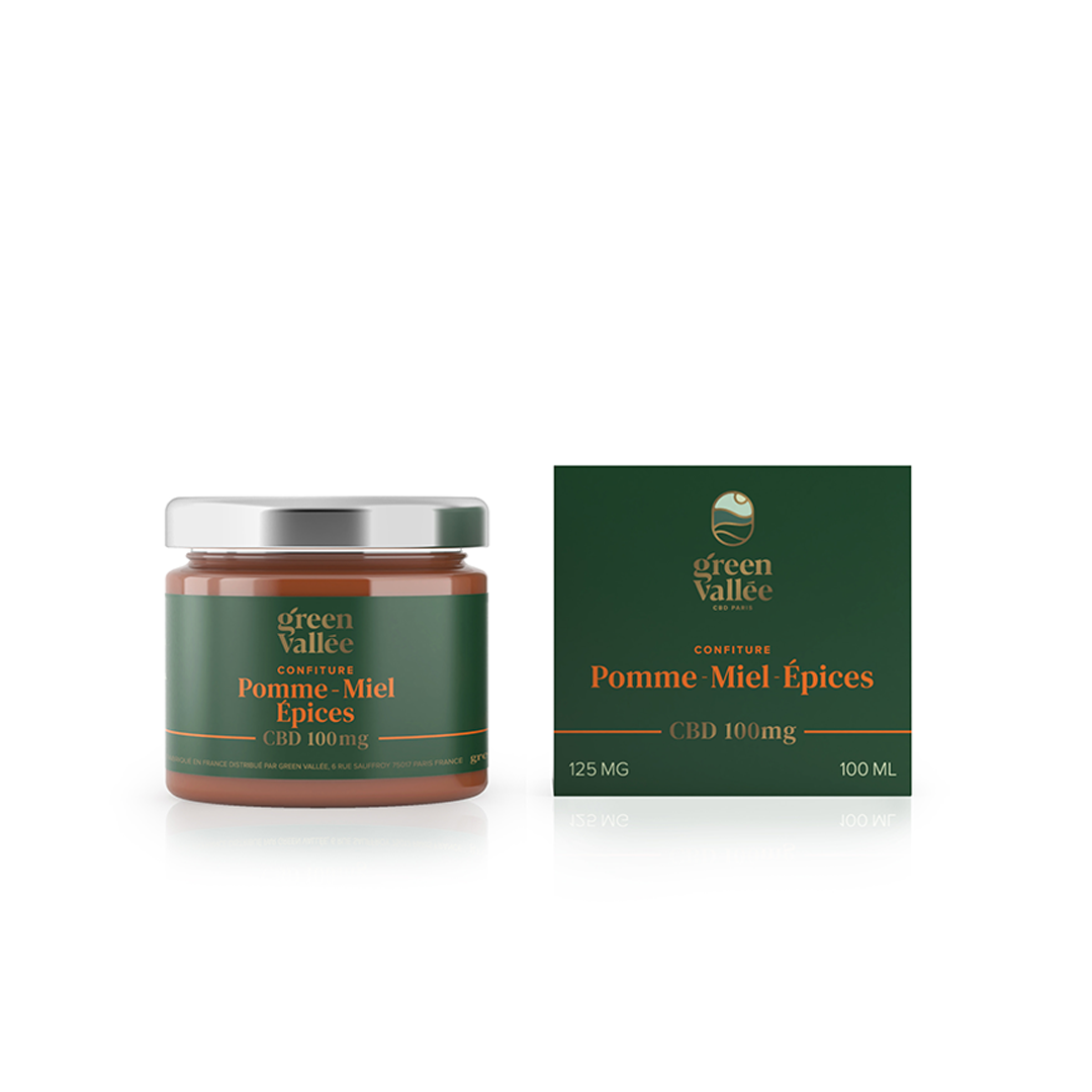 Green Vallée Confiture pomme miel CBD 100 mg 125 g