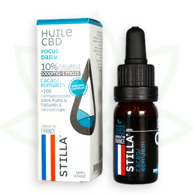 Stilla Focus Daily Huile CBD 10% 10 ml romarin cacao