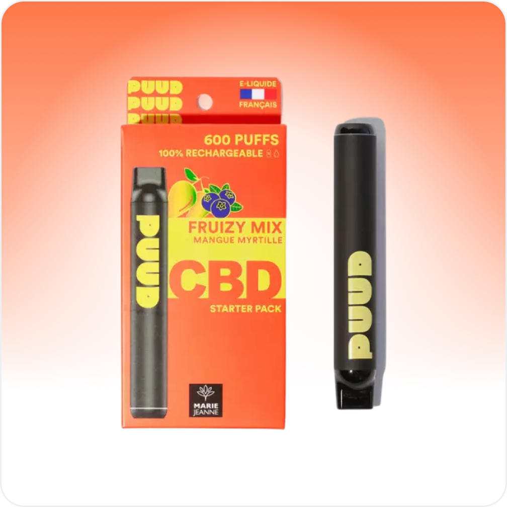 Cali Weed Vape CBD Kit Mango 500mg rechargeable 600 bouffées