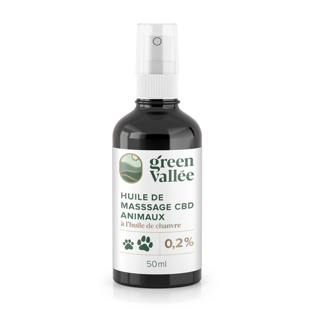 Green Vallée Animaux CBD huile massage 0,2% chien chat