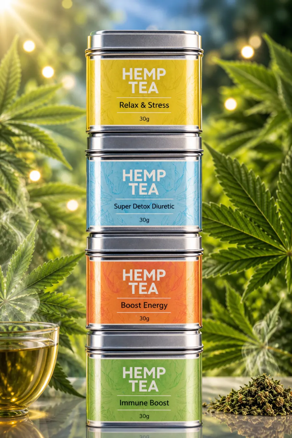 CBDLegalPT Thé CBD Relax Stress infusion jaune chanvre