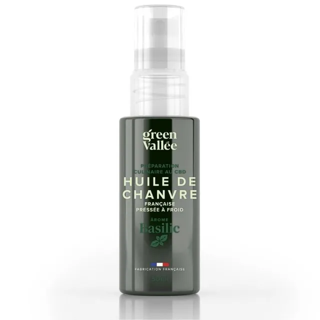 Green Vallée Huile culinaire chanvre CBD basilic 50 ml bio