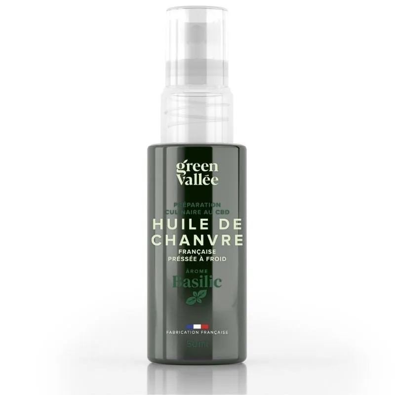 Green Vallée Huile culinaire chanvre CBD basilic 50 ml bio