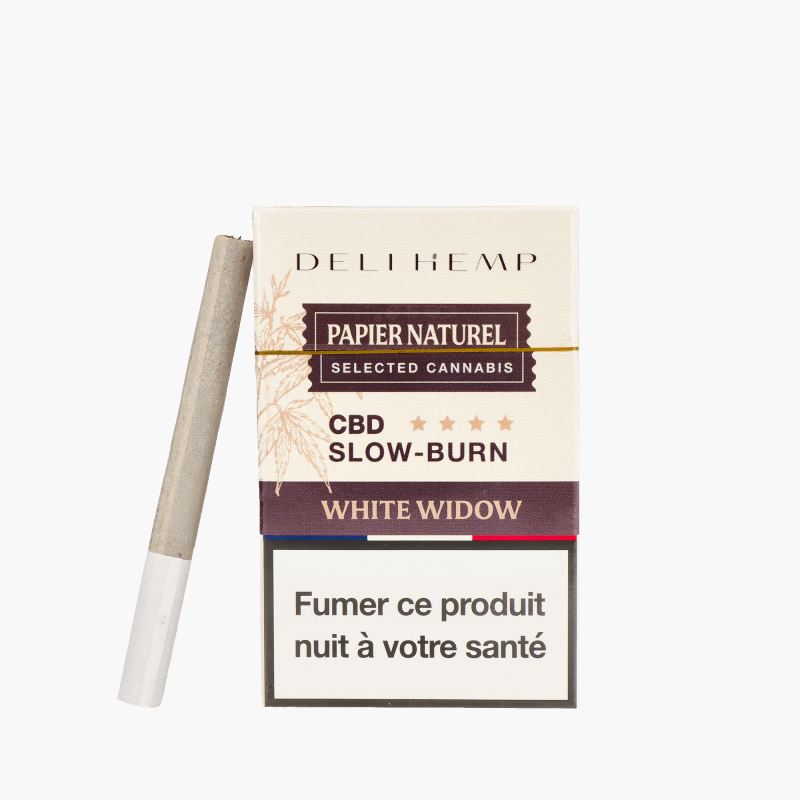 Cali Weed White Widow cigarette CBD slow burn floral