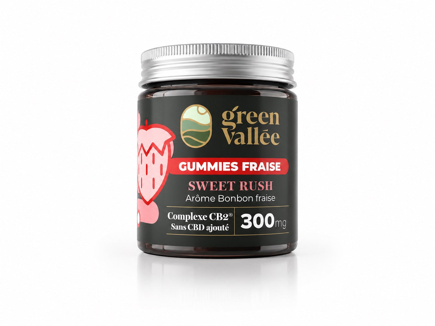 Green Vallée Sweet Rush gummies fraise CB2 pot 30