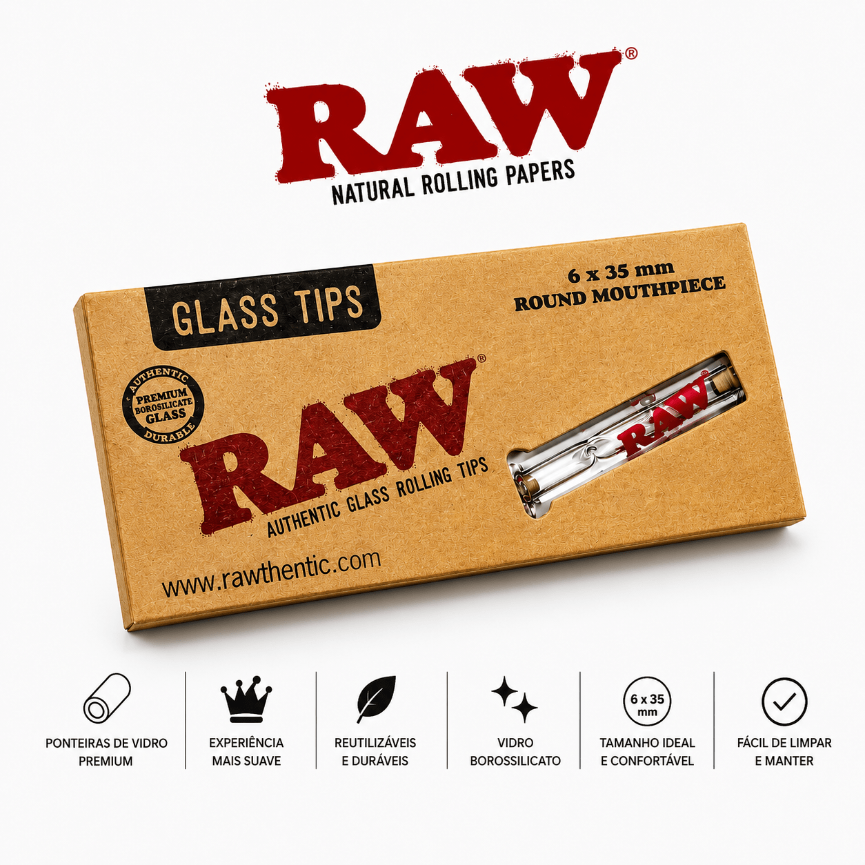CBDLegalPT RAW filtre en verre rond réutilisable