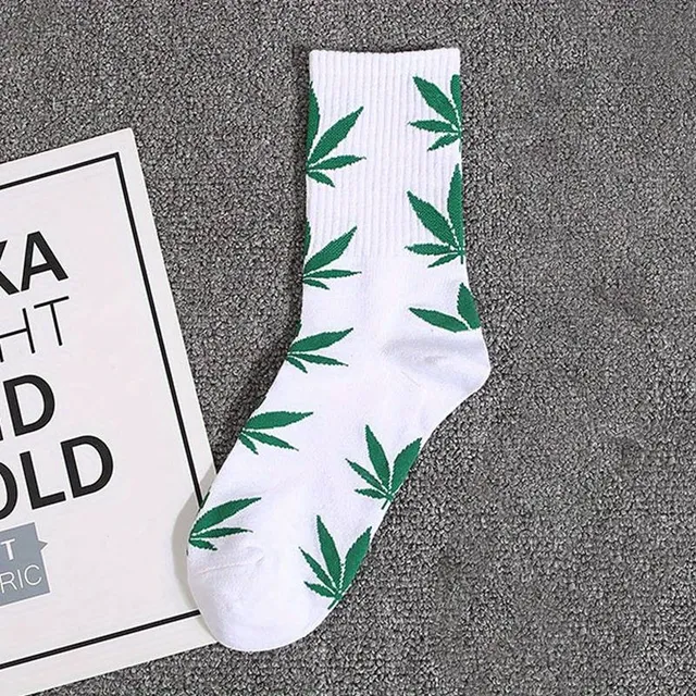 CBDLegalPT Parafernalia chaussettes feuilles blanches vertes