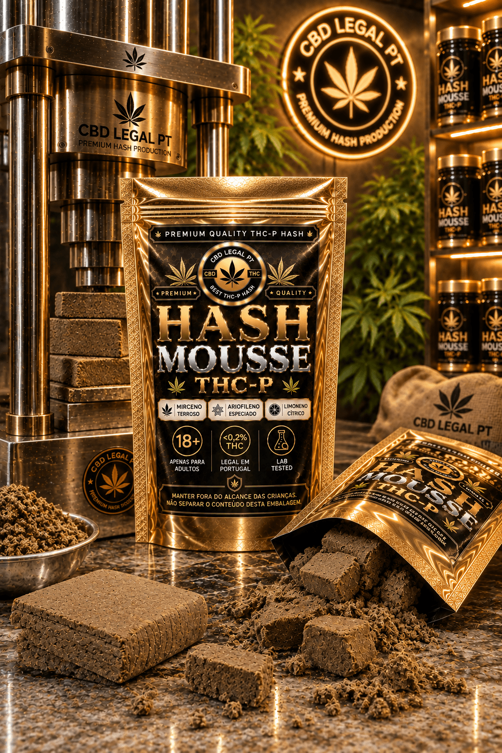CBDLegalPT Coleção Premium Hash Mousse THC-P résine 3,5 g notes sucrées
