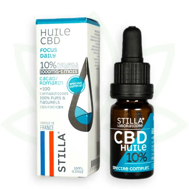 Stilla Focus Daily Huile CBD 10% 10 ml romarin cacao