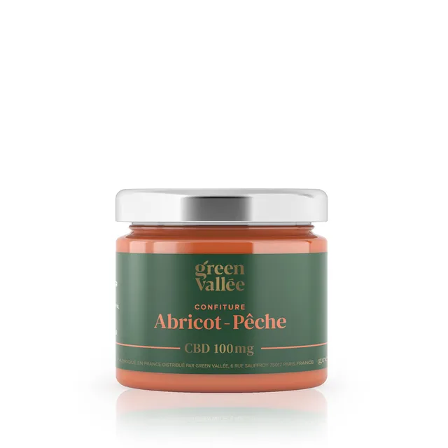 Green Vallée Alimentation CBD Confiture Abricot-Pêche 100mg 125g