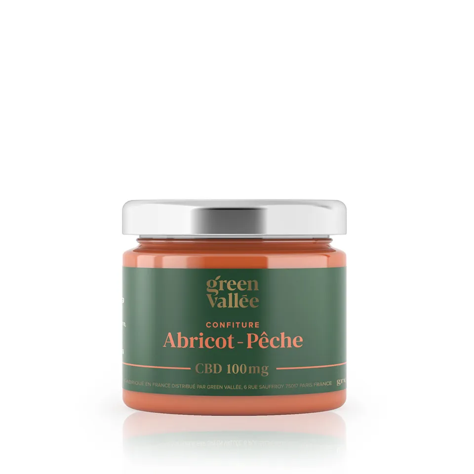 Green Vallée Alimentation CBD Confiture Abricot-Pêche 100mg 125g
