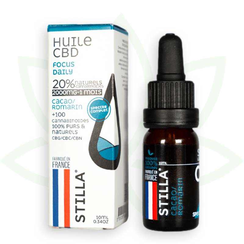 Stilla Focus Daily Huile CBD 10% 10 ml romarin cacao