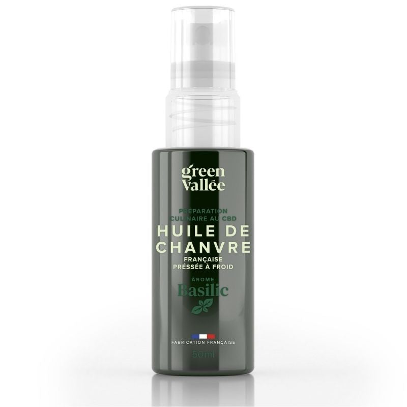 Green Vallée Huile culinaire chanvre CBD basilic 50 ml bio