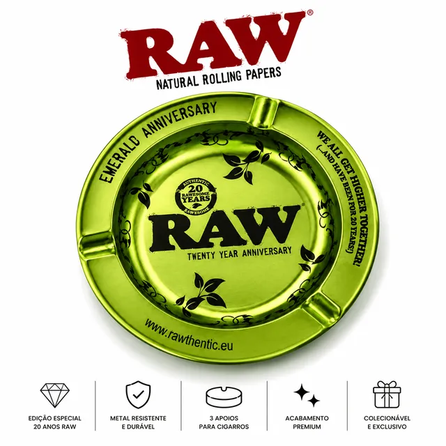 CBDLegalPT Parafernalia Raw Emerald Cendrier Métal Vert