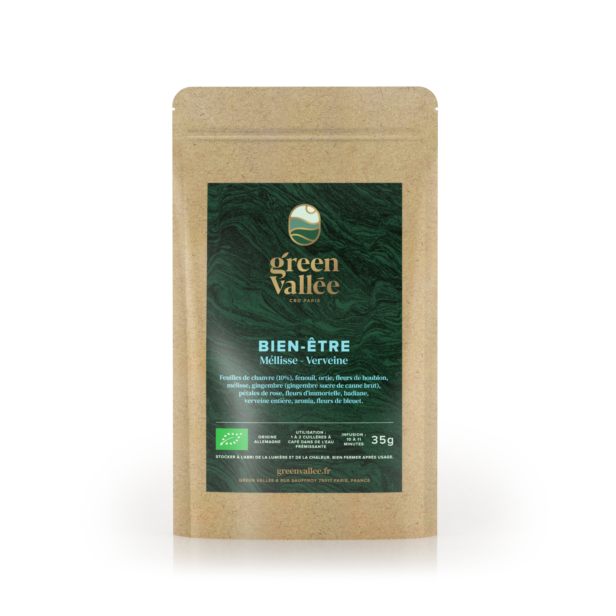 Green Vallée Bien-Être infusion CBD bio 35g bien-être