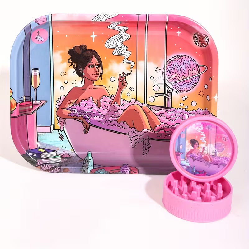 CBDLegalPT Parafernalia kit plateau + grinder rose 2