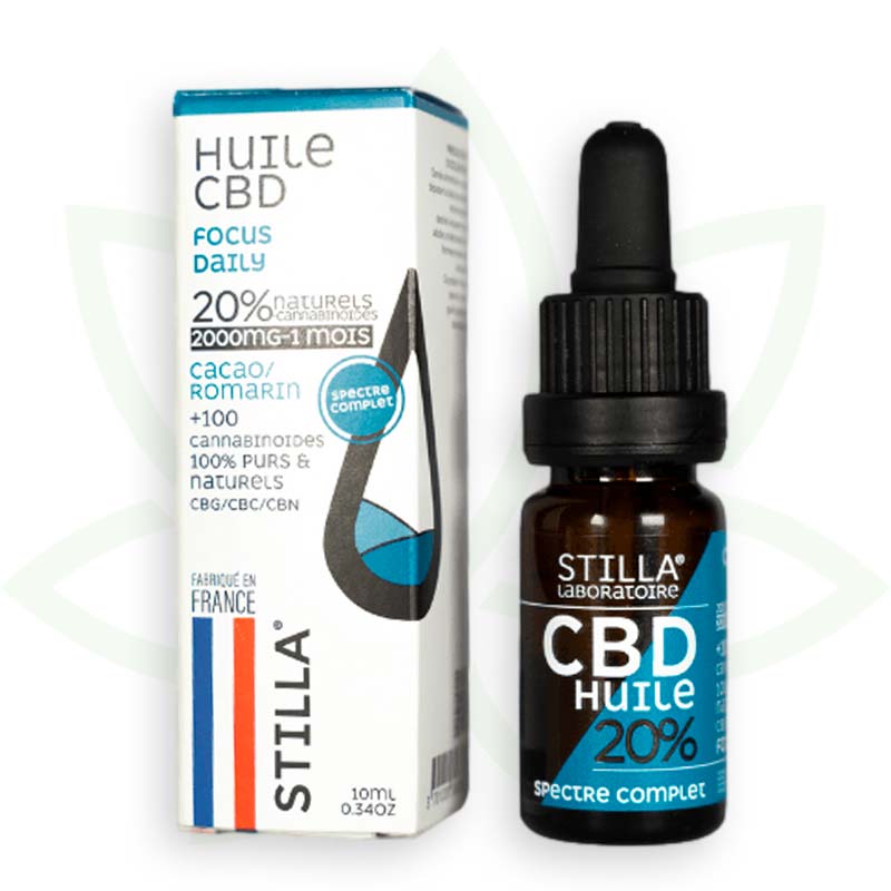 Stilla Focus Daily Huile CBD 10% 10 ml romarin cacao