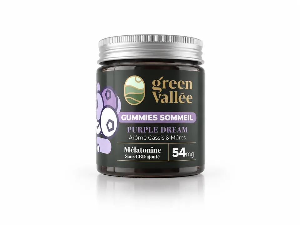 Green Vallée Gummies Cassis mélatonine pot 30 sans THC