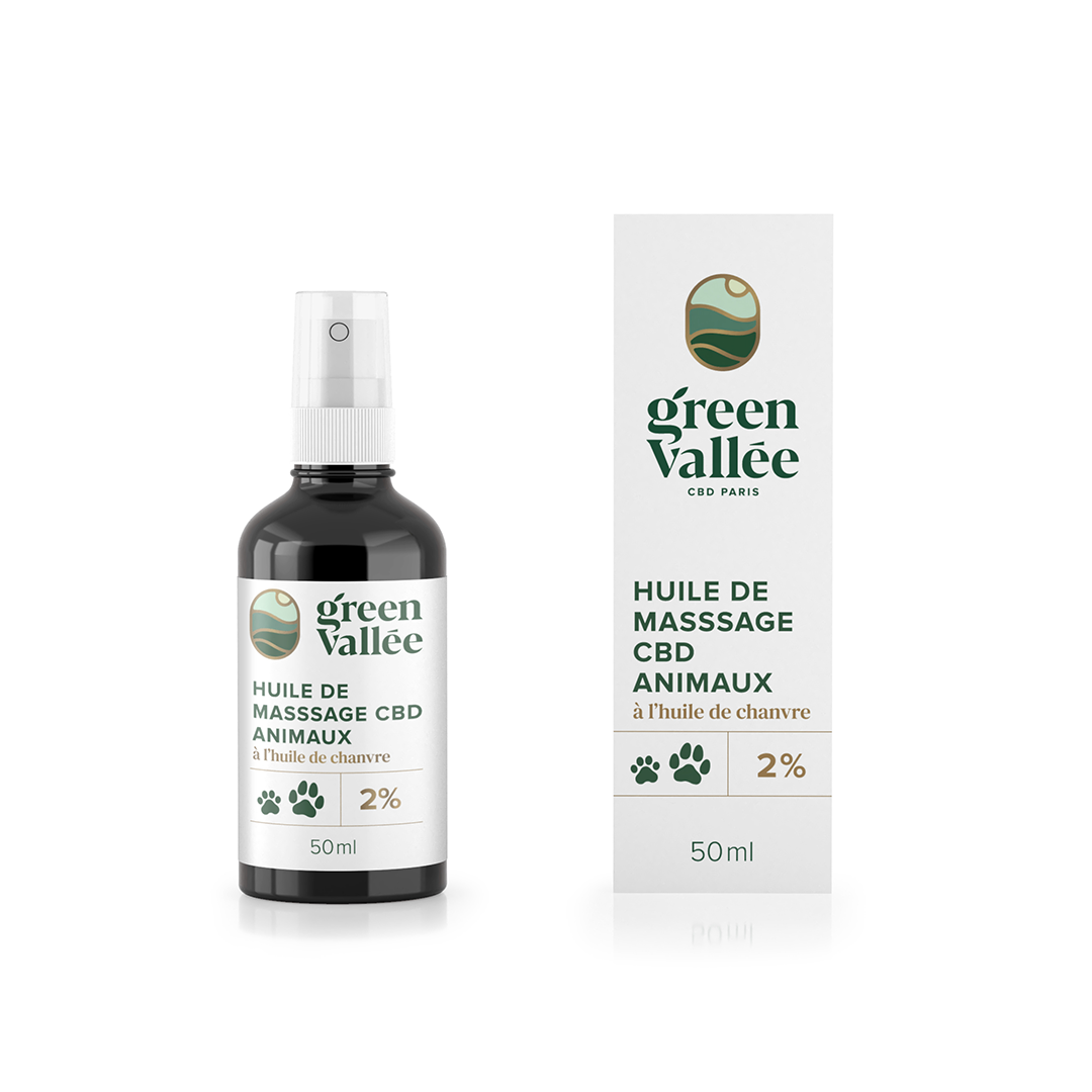 Green Vallée Huile massage animaux CBD 2% chanvre