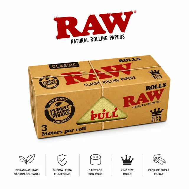 RAW Rouleau King Size papier à rouler 3m non blanchi