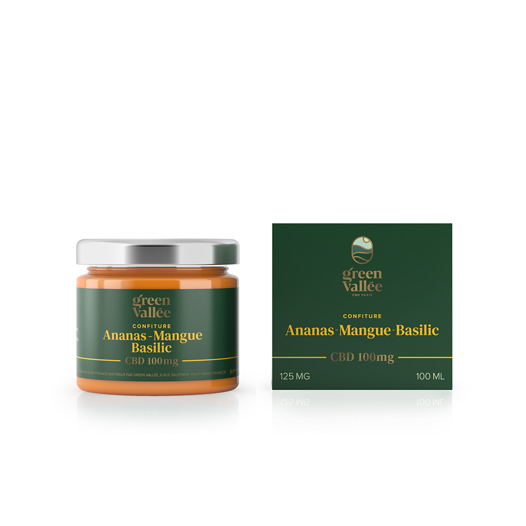 Green Vallée Ananas Mangue Basilic confiture CBD 100 mg 125 g