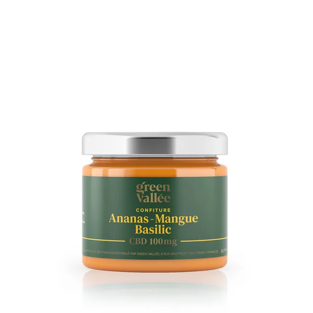 Green Vallée Ananas Mangue Basilic confiture CBD 100 mg 125 g
