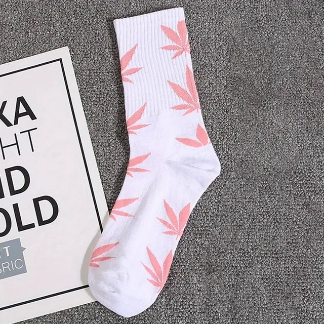 CBDLegalPT Parafernália chaussettes blanches feuilles roses