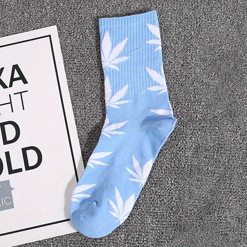 CBDLegalPT Parafernália chaussettes bleues feuilles blanches