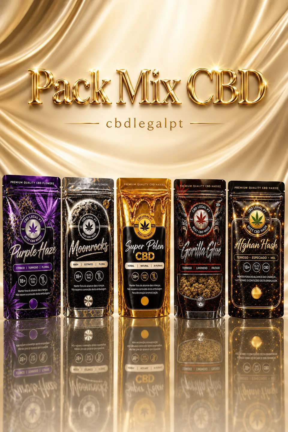 CBDLegalPT Pack Mix fleurs CBD 10g 5 variétés premium