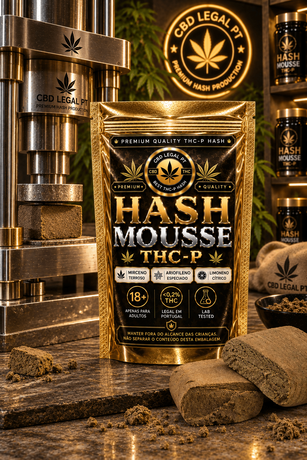 CBDLegalPT Coleção Premium Hash Mousse THC-P résine 3,5 g notes sucrées