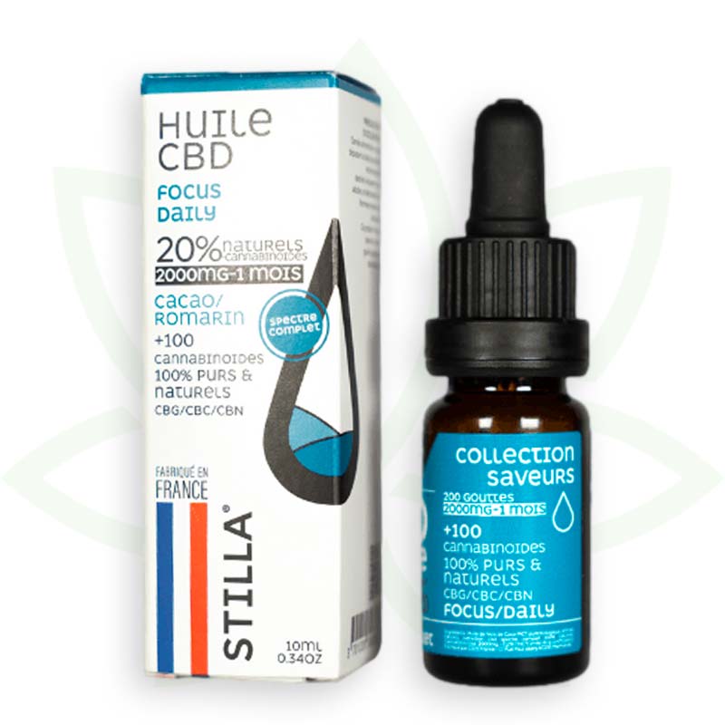 Stilla Focus Daily Huile CBD 10% 10 ml romarin cacao