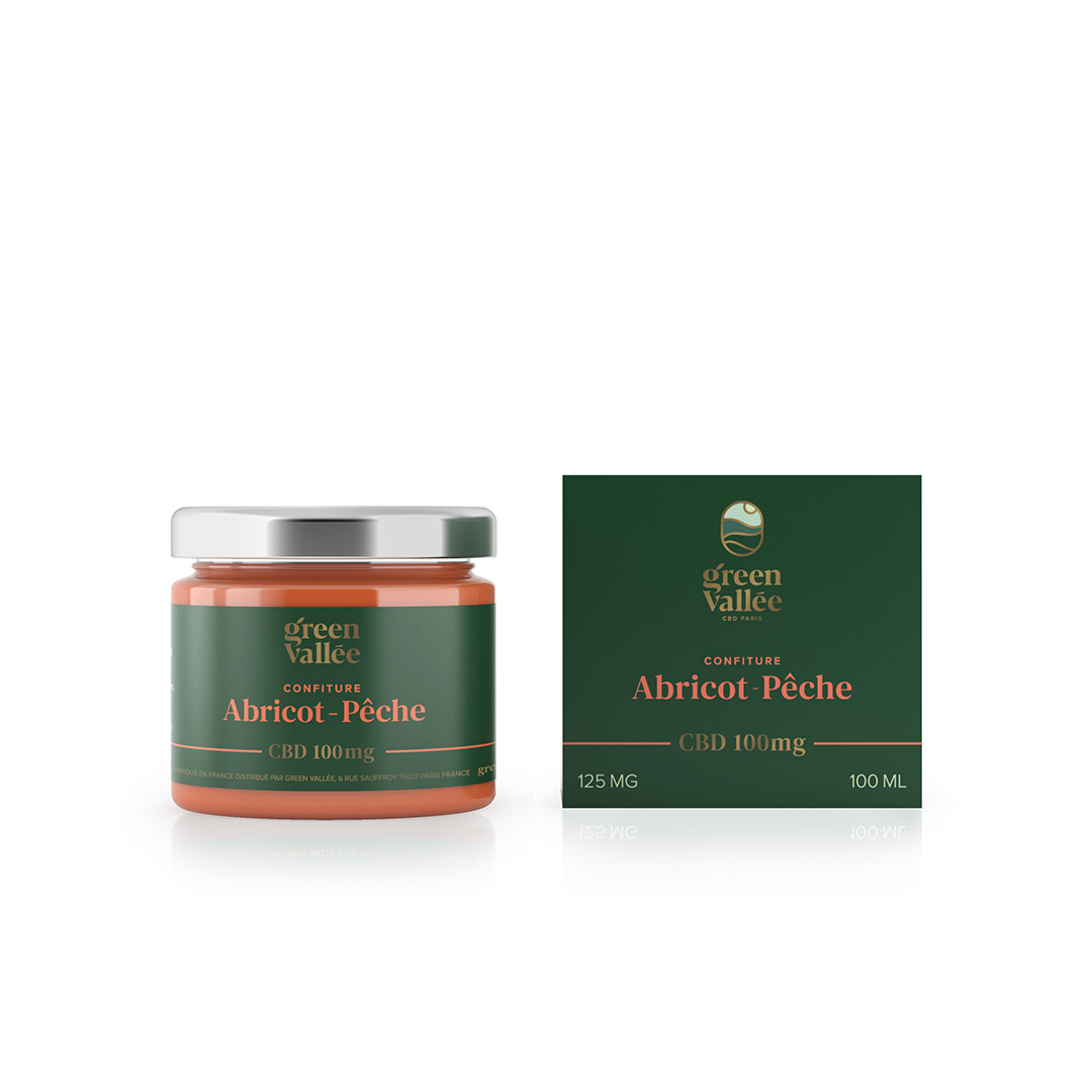 Green Vallée Alimentation CBD Confiture Abricot-Pêche 100mg 125g