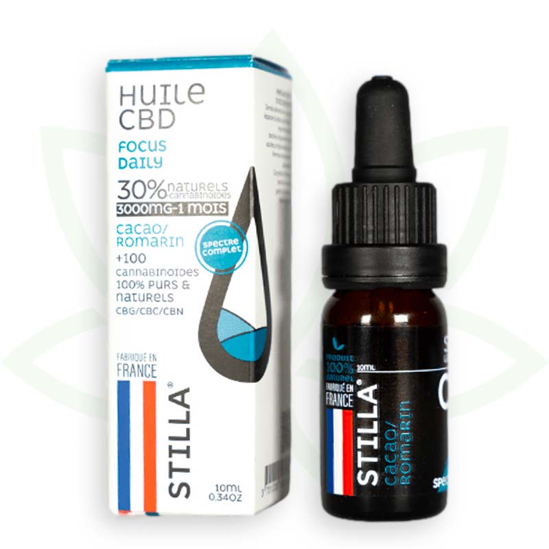 Stilla Focus Daily Huile CBD 10% 10 ml romarin cacao