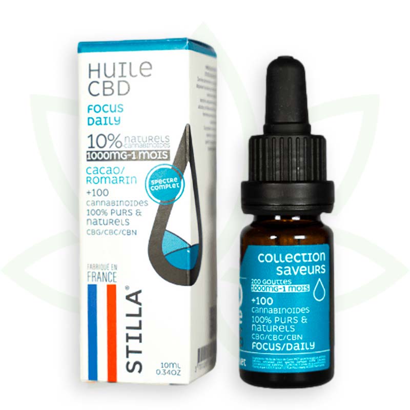 Stilla Focus Daily Huile CBD 10% 10 ml romarin cacao